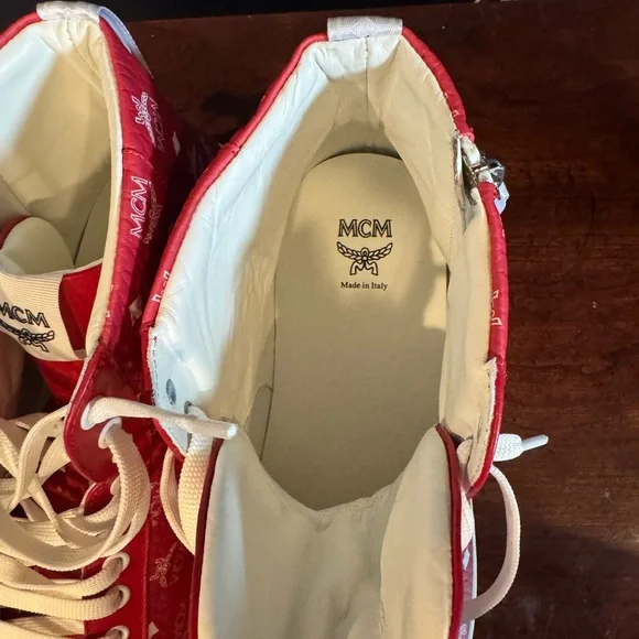 MCM Red and White Logo High-Tops